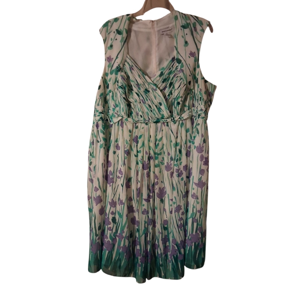 Jessica London Purple and Green Sleeveless Sundress Midi - Picture 6 of 6
